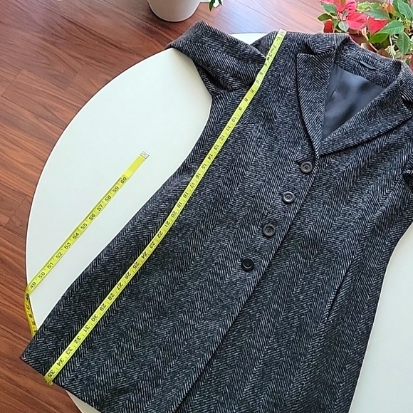 Cinzia Rocca wool/silk/angora grey and black herringbone coat - Picture 9 of 14